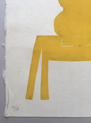 Klaas Gubbels - ‘Kan op tafel in geel’ - houtdruk op papier - 2023 kopen? Bied vanaf 365!