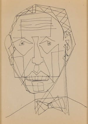 Siep van den Berg - Inkttekening, Portret van een man - Ingelijst kopen? Bied vanaf 70!