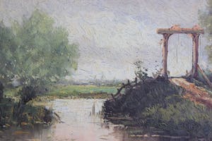 Rob de Haan - Bruggetje in polderlandschap kopen? Bied vanaf 120!