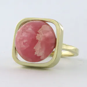 BWG gele ring bezet met roze agaat - ringmaat 17(53) kopen? Bied vanaf 170!