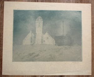 Frederika Broeksmit - Ets: Vuurtoren en vissersboot te Katwijk kopen? Bied vanaf 45!