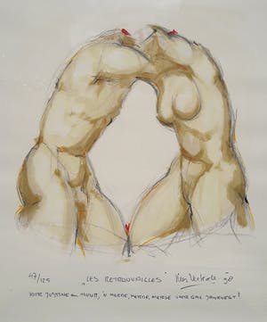 Kees Verkade - Les retrouvailles, litho (prachtig ingelijst, best groot) kopen? Bied vanaf 295!