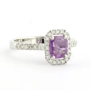 18k gouden ring met roze saffier tot. 1.05ct en briljant geslepen diamant kopen? Bied vanaf 1000!