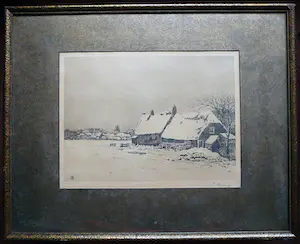 Herman Heuff - Winter in Zeeland -ets 1913- kopen? Bied vanaf 35!