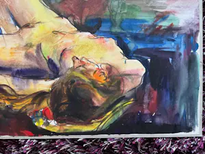 Bob ten Hoope - liggend naakt - opgeplakte aquarel kopen? Bied vanaf 75!