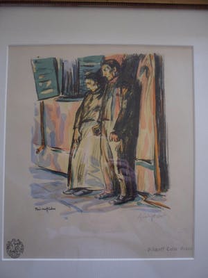 Ernst Bischoff-Culm - Kleurenlitho, Titel, Brand, straatbeeld met koppel. kopen? Bied vanaf 30!