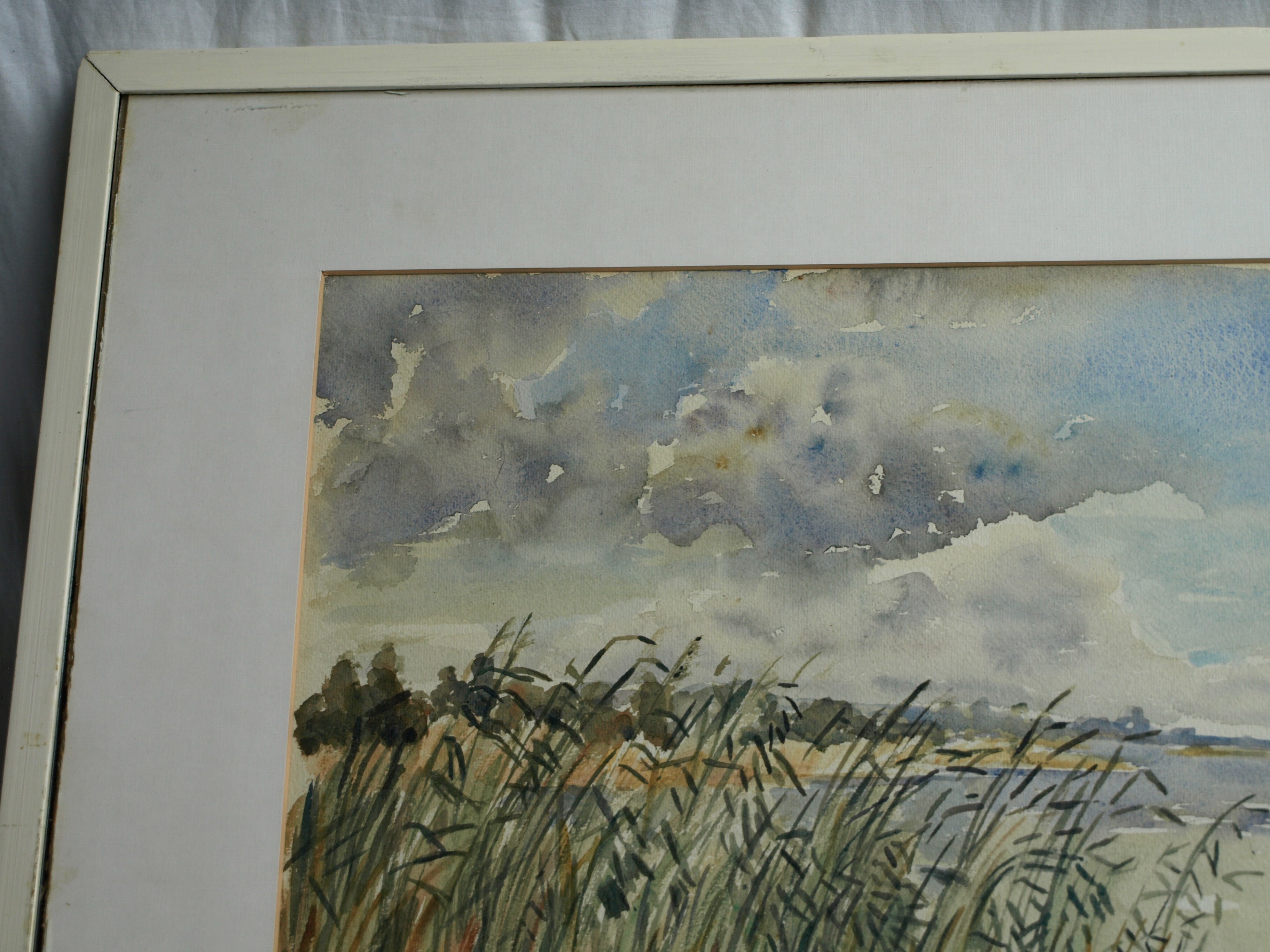 Niet of onleesbaar gesigneerd - Aquarel , Rietkraag – Watergezicht - gesigneerd & ingelijst – 1964  kopen? Bied vanaf 1!