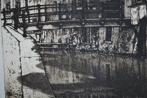 Cornelis Brandenburg - Heldere ets van de O.Z. Achterburgwal Amsterdam kopen? Bied vanaf 70!