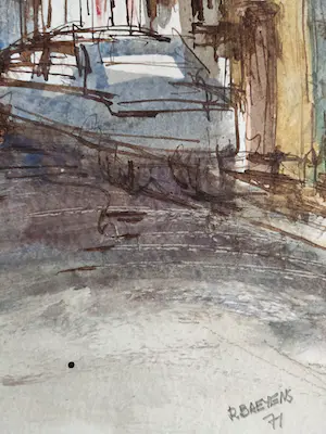 Roger Baeyens - Stadsgezicht - Aquarel kopen? Bied vanaf 1!
