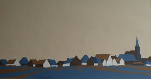 Curiosa - Knipselkunst , Dorpsgezicht Noord-Holland – ingelijst - 1989 kopen? Bied vanaf 1!