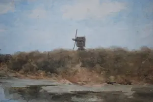 Jan Hendrik Weissenbruch - [toegeschreven] - Hollands landschap - grote aquarel kopen? Bied vanaf 150!