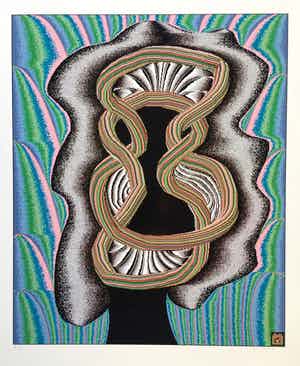 Shinkichi Tajiri - zeldzame knoop - gesigneerde computerprint - incl. originele bewaarmap verkocht voor € 150!