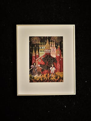 Niet of onleesbaar gesigneerd - Expressionistisch Russisch Aquarel "figuren voor Kathedraal" gesigneerd kopen? Bied vanaf 1!