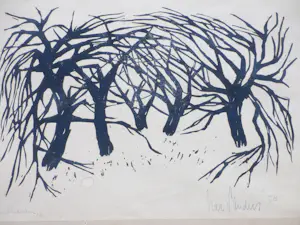 Har Sanders - Landschap met bomen - Linosnede kopen? Bied vanaf 50!