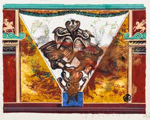 Gerti Bierenbroodspot - Paneel oker II - Mooi ingelijst verkocht voor € 1!