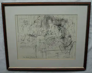 Piet Klaasse - Ingelijste litho (of tekening?) , Mea Sjearim Jerusalem - 1966 kopen? Bied vanaf 50!