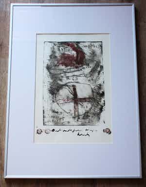 Anton Heyboer - Ets: boot en kruis - 1983 verkocht voor € 155!