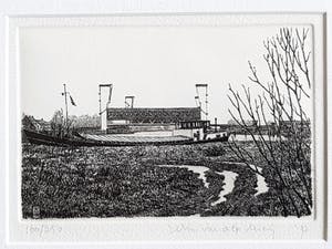 Wim van der Meij - Hefbrug met Binnenvaartschip - Gesigneerd 1993 kopen? Bied vanaf 25!