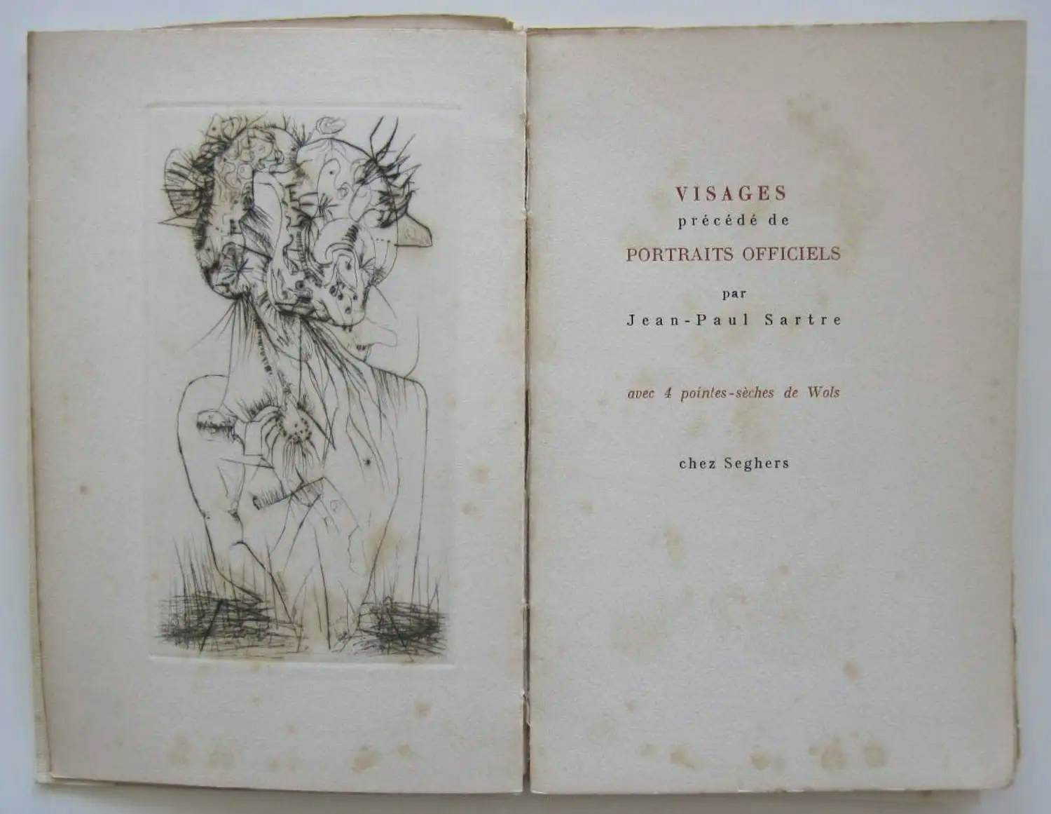 WOLS - 4 Original-Kaltnadelradierungen zu Sartre "Visages" 1948 kaufen? Bieten Sie von 1150!