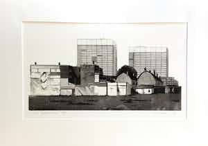 Wim Bettenhausen - Ets, Uilebomen Den Haag, gesigneerd verkocht voor € 95!