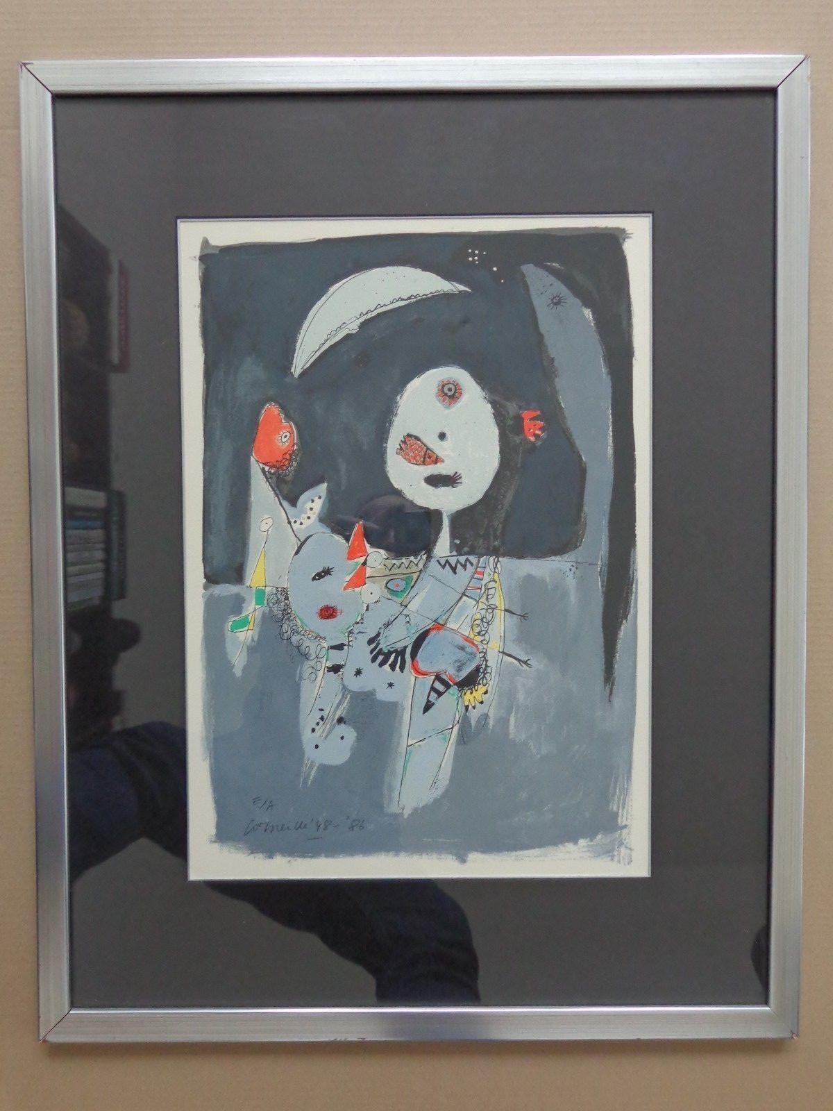 Corneille - COBRA-FIGURATIE / KLEURLITHO / 78x62cm / KADER / SIG / 1986 kopen? Bied vanaf 225!