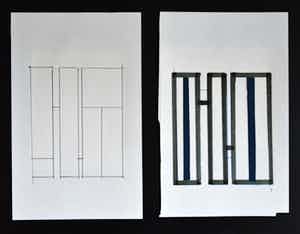 Siep van den Berg - # SET VAN TWEE CONSTRUCTIVISTISCHE TEKENINGEN/COLLAGE # 1980, zeer goed verkocht voor € 48!