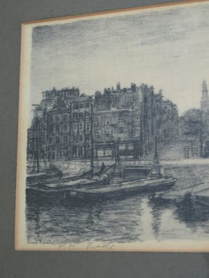 Louis Landre - Ingelijste litho, Prins Hendrikkade Amsterdam – ca 1925 kopen? Bied vanaf 25!