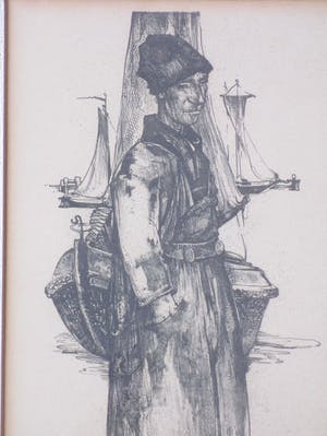 Willem van den Berg - Volendammer visser - Litho kopen? Bied vanaf 1!