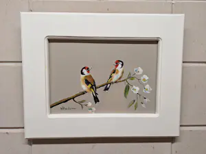 Henk Poeder - Twee Puttertjes op een tak met bloesem kopen? Bied vanaf 85!