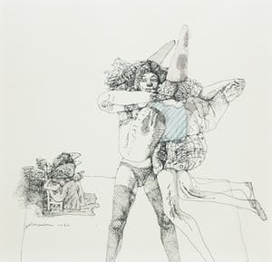 Ton Hoogendoorn - Pentekening, Dans om de vogel kopen? Bied vanaf 40!