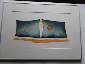 Lieke Vreede - Zeefdruk van Lieke Vreede uit 2000. Titel: Rising Sun VI kopen? Bied vanaf 40!