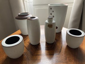 Potterie Ravelli - 6 gemerkte vazen/vaasjes kopen? Bied vanaf 65!