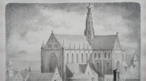 Huib de Ru - Grote Houtstraat met Sint Bavokerk te Haarlem kopen? Bied vanaf 40!