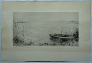 Johan Hemkes - Ets , De Houkesleat (Houkesloot) in Friesland - 1959 kopen? Bied vanaf 1!