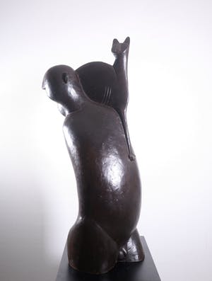 Peter Harskamp - Brons, Man met kat (Zeer groot en zwaar) kopen? Bied vanaf 1500!