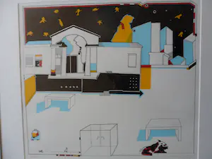 Huibert van Dorp - Zeefdruk, titel, Paviljoen. kopen? Bied vanaf 40!