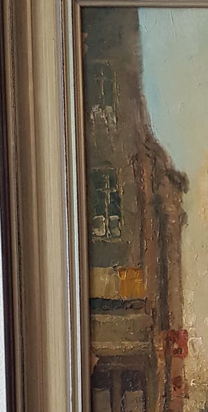 Niet of onleesbaar gesigneerd - Mooi Frans aangezicht van een markt in Parijs. Handgesigneerd. kopen? Bied vanaf 10!