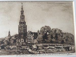Cornelis Brandenburg - ets - Oude Schans te Amsterdam kopen? Bied vanaf 35!
