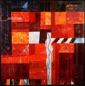 Karin Vermeer - Gemengde techniek op doek, Z.T. Abstract rood (Groot) kopen? Bied vanaf 50!