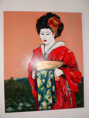 Anke Peddemors - Acryl op doek. "geisha". verkocht voor € 100!