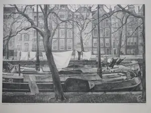 AcheterAart van Dobbenburgh - Wasgoed op Amsterdamse schuiten - Litho? Enchérissez de 35!