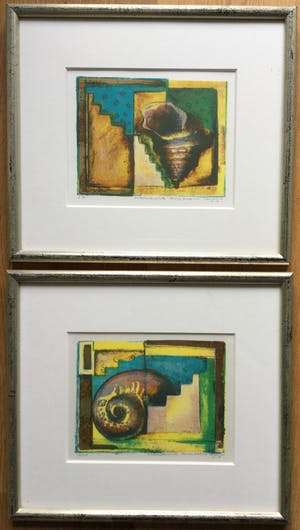 Marianne Aulman - 2 litho's Schelpen | kleine oplage - beide identiek ingelijst kopen? Bied vanaf 39!