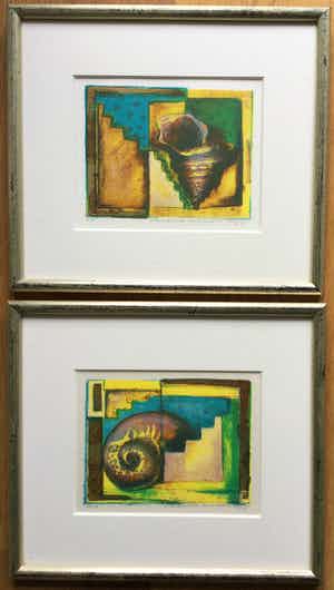 Marianne Aulman - 2 litho's Schelpen | kleine oplage - beide identiek ingelijst verkocht voor € 39!