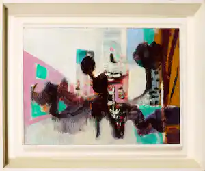 Klaas Boonstra - Olieverf op board, Abstracte compositie - Ingelijst verkauft für € 180!