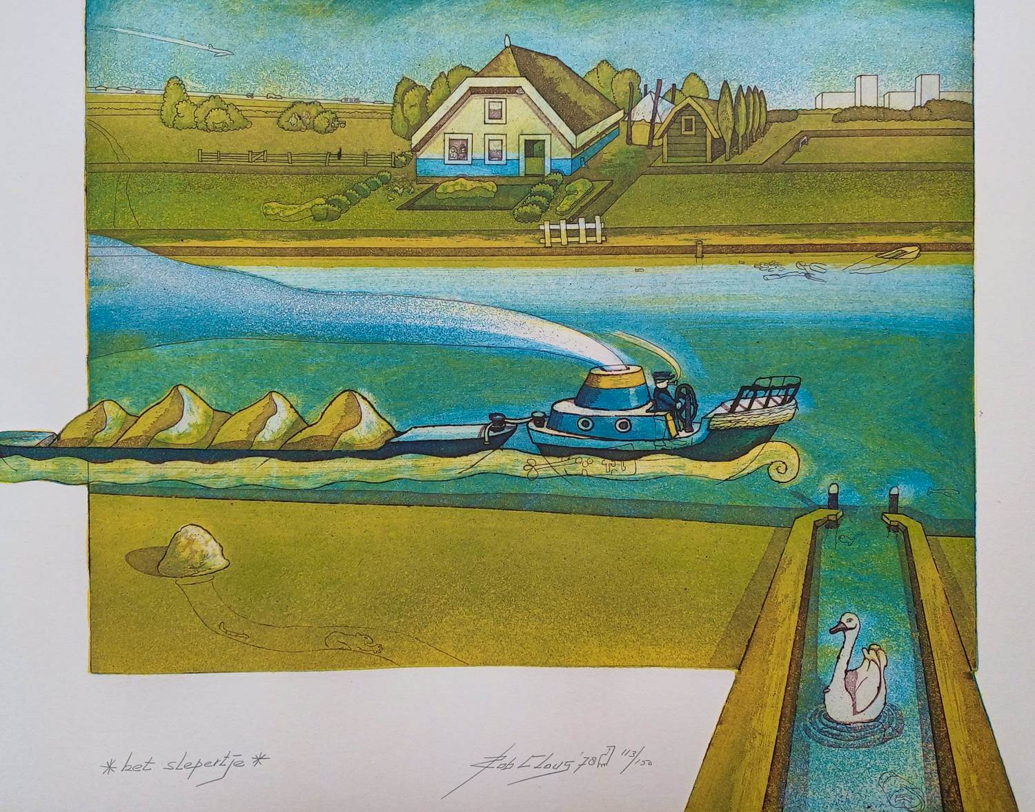 Rob Clous - gesigneerde ets - Het slepertje kopen? Bied vanaf 49!