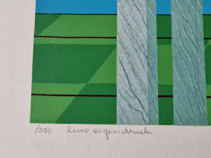 Hans Lucken - "Eigen druk" kleuren-Linosnede "Communicatie" gelimt. oplage (350) - gesigneerd kopen? Bied vanaf 29!