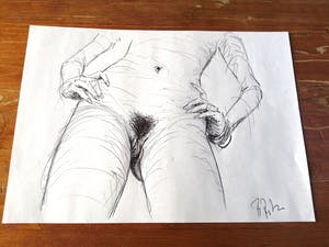 Niet of onleesbaar gesigneerd - Handgesigneerde pentekening - Naakt, erotisch kopen? Bied vanaf 1!