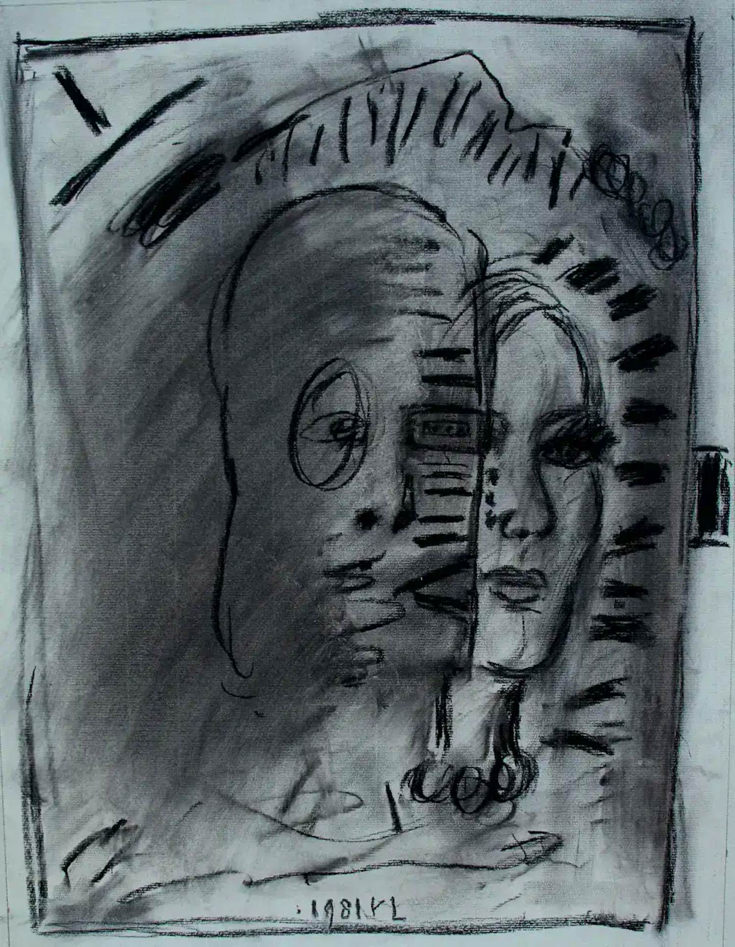 Reinier Lucassen - Krijttekening: 2 figuren - 1981 kopen? Bied vanaf 275!