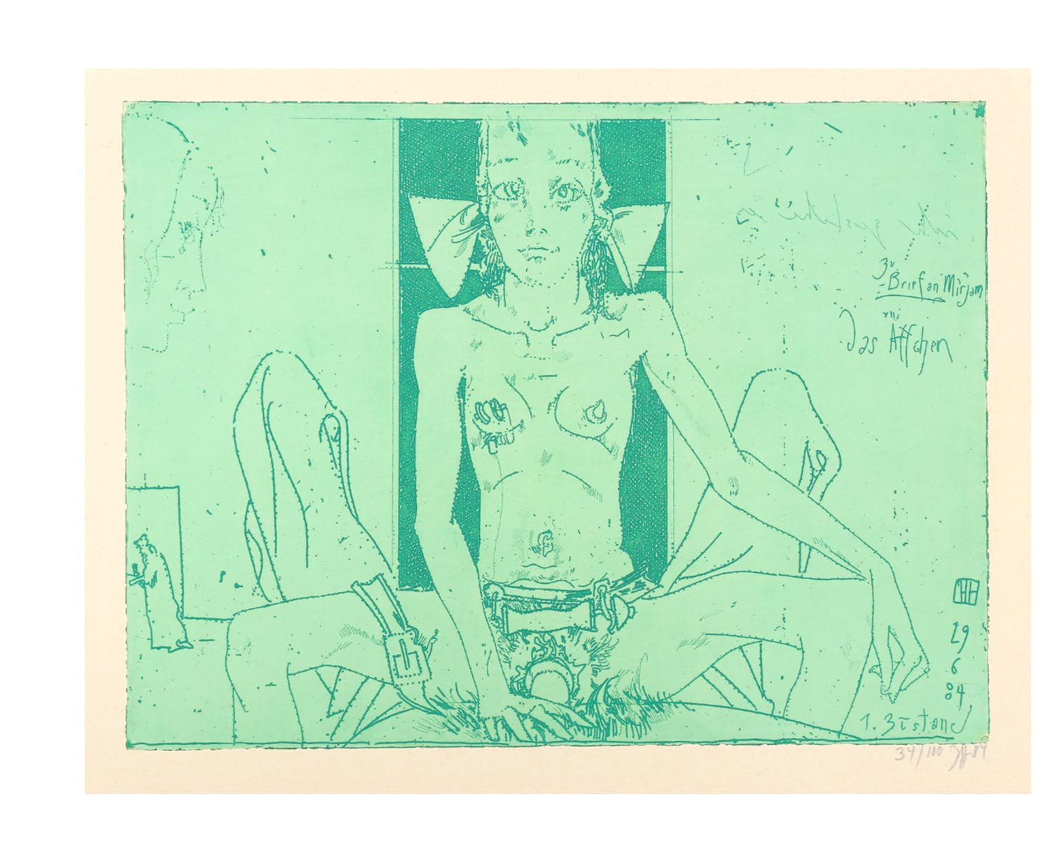 Horst Janssen - "ich gestehe es" Brief an Mirijam Radierung sehr selten angeboten kopen? Bied vanaf 150!