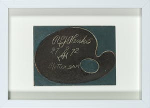 Dolf Henkes - Olieverf op paneel met ingekraste details en letters, Kerstgroet kopen? Bied vanaf 1!